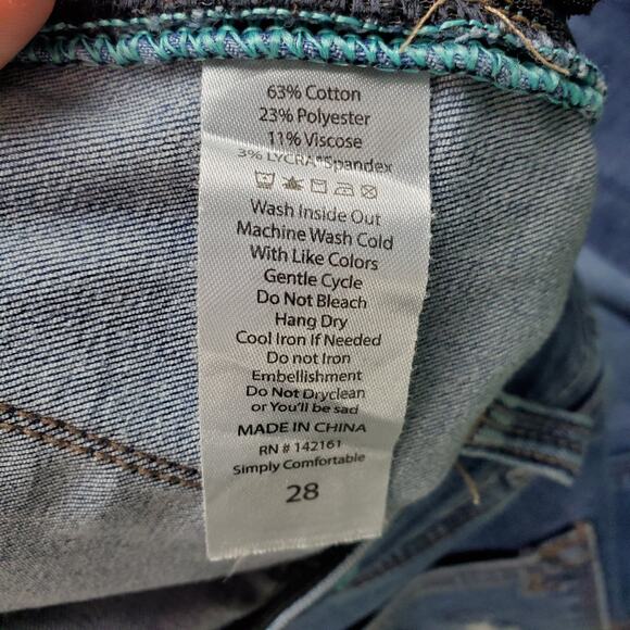 Lularoe Womens Magic Waist Stretch Medium Wash Distressed Jeans Size 28 - Picture 4 of 5